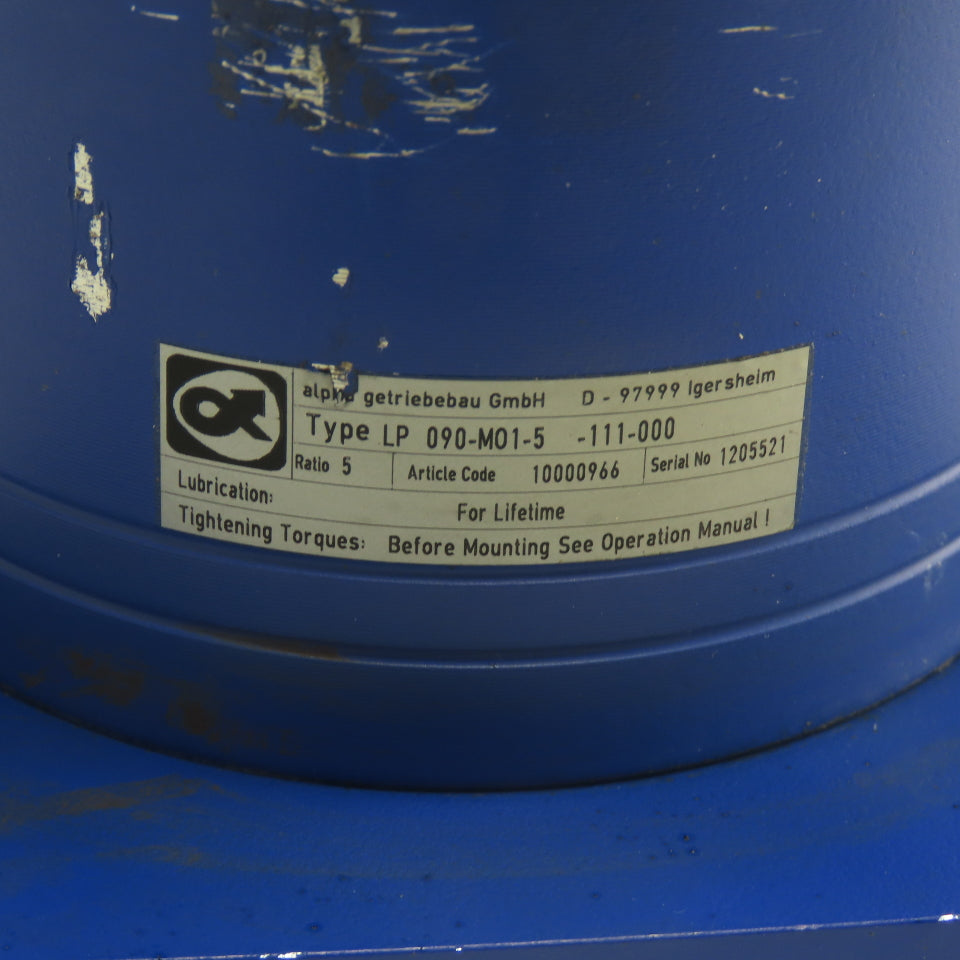 Alpha Wittenstein LP 090-M01-5-111-000 5:1 Ratio Inline Planetary Gear Head