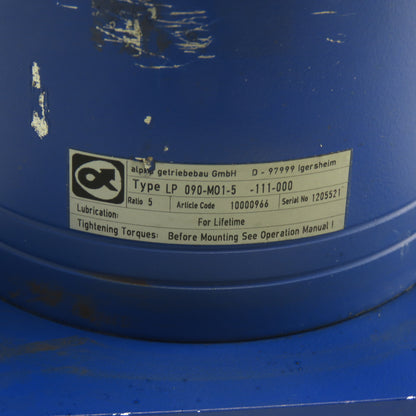 Alpha Wittenstein LP 090-M01-5-111-000 5:1 Ratio Inline Planetary Gear Head