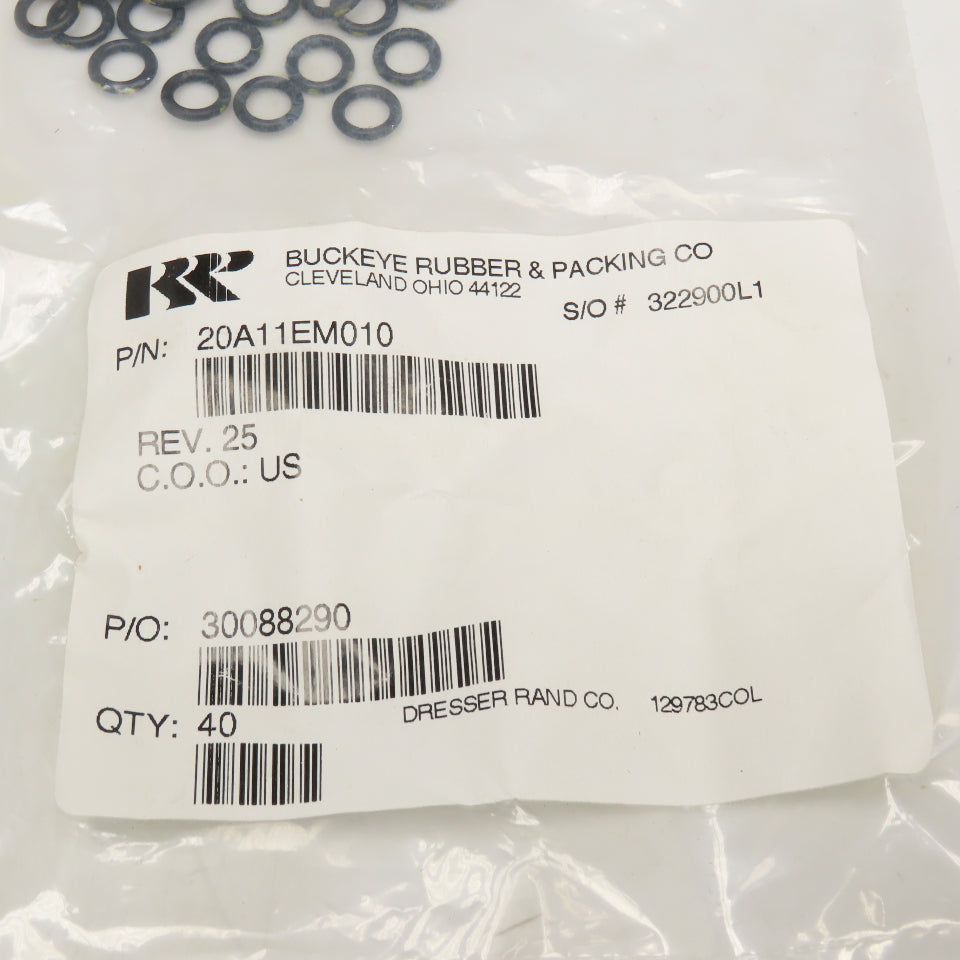 Buckeye Rubber 20A11EM010 O-Ring For Dresser Rand Lot Of 40