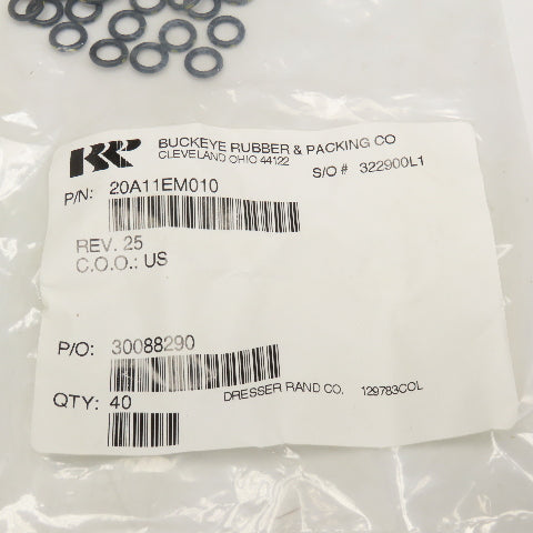 Buckeye Rubber 20A11EM010 O-Ring For Dresser Rand Lot Of 40