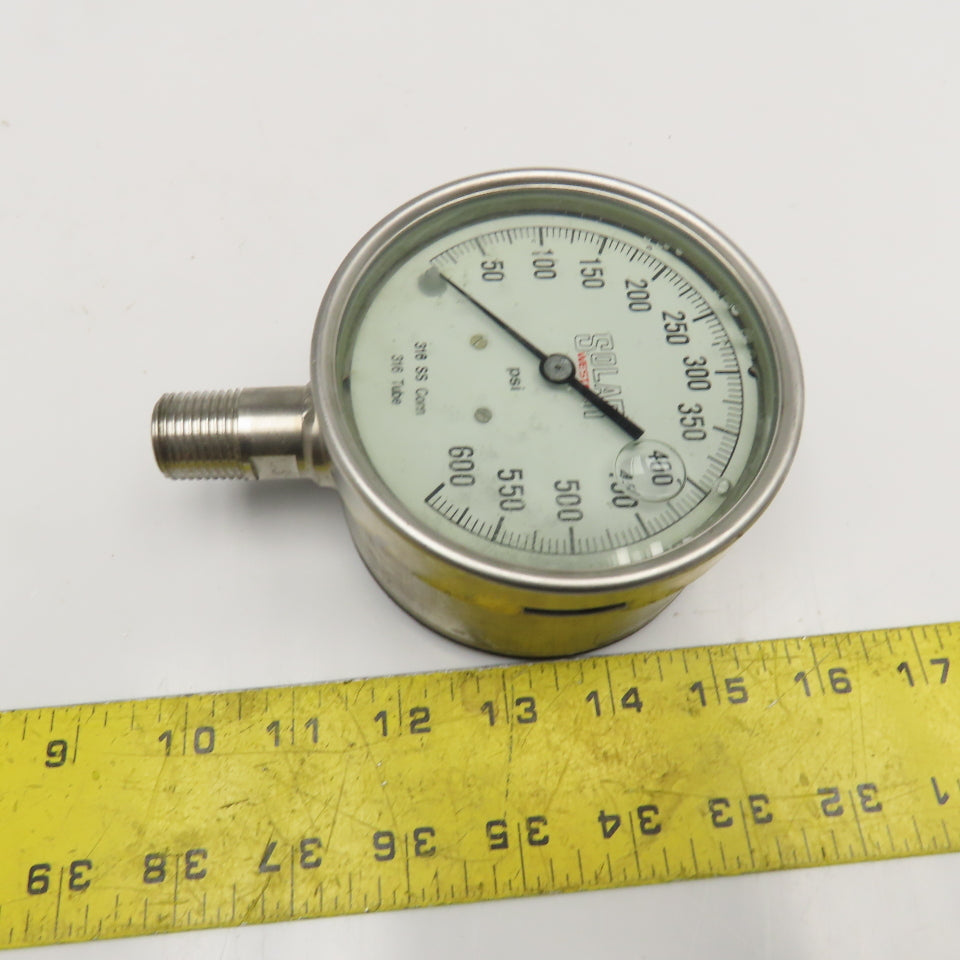 Solar Weston 1000-1400150 0-600PSI Stainless Steel Fluid Filled Pressure Gauge