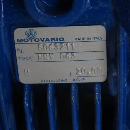 Motovario NRV 063 20:1 Ratio Gear Reducer 19mm Input Shaft 25mm Bore Output