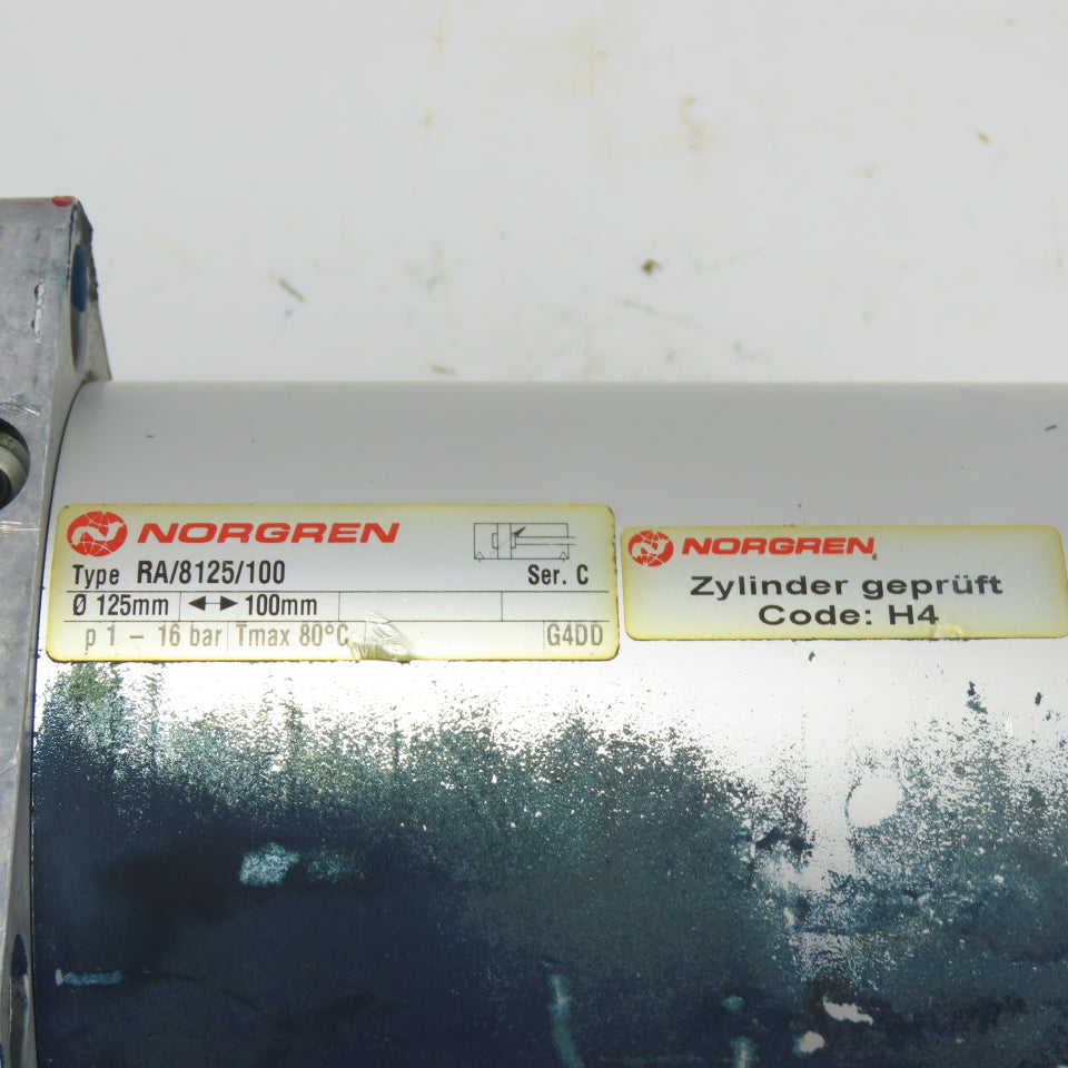 Norgren RA/8125/100 Pneumatic Cylinder 125mm Bore 100mm Stroke 16Bar Max