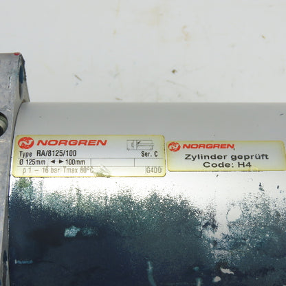 Norgren RA/8125/100 Pneumatic Cylinder 125mm Bore 100mm Stroke 16Bar Max