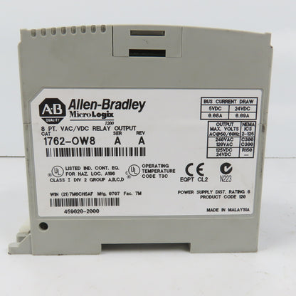 Allen Bradley 1762-OW8 Ser A Rev A MicroLogix 8 PT. VAC/VDC Relay Output Module