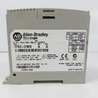 Allen Bradley 1762-OW8 Ser A Rev A MicroLogix 8 PT. VAC/VDC Relay Output Module