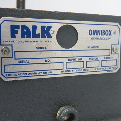 Falk 1425WBM3A 20:1 Ratio Omnibox Worm Gear Reducer 87.5RPM Output 7.588HP Input