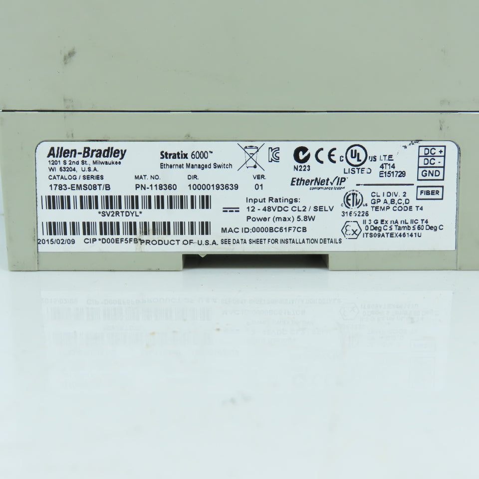 Allen Bradley 1783-EMS08T Ser B Stratix 6000 Ethernet Managed Switch