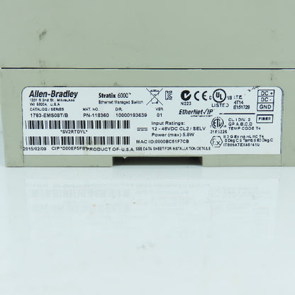 Allen Bradley 1783-EMS08T Ser B Stratix 6000 Ethernet Managed Switch