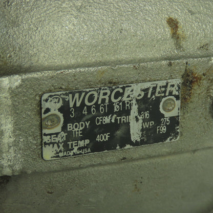 Worcester 3466T151R1 2-1/2" Ball Valve CF8M Trim 316 Seat TFE CWP 275