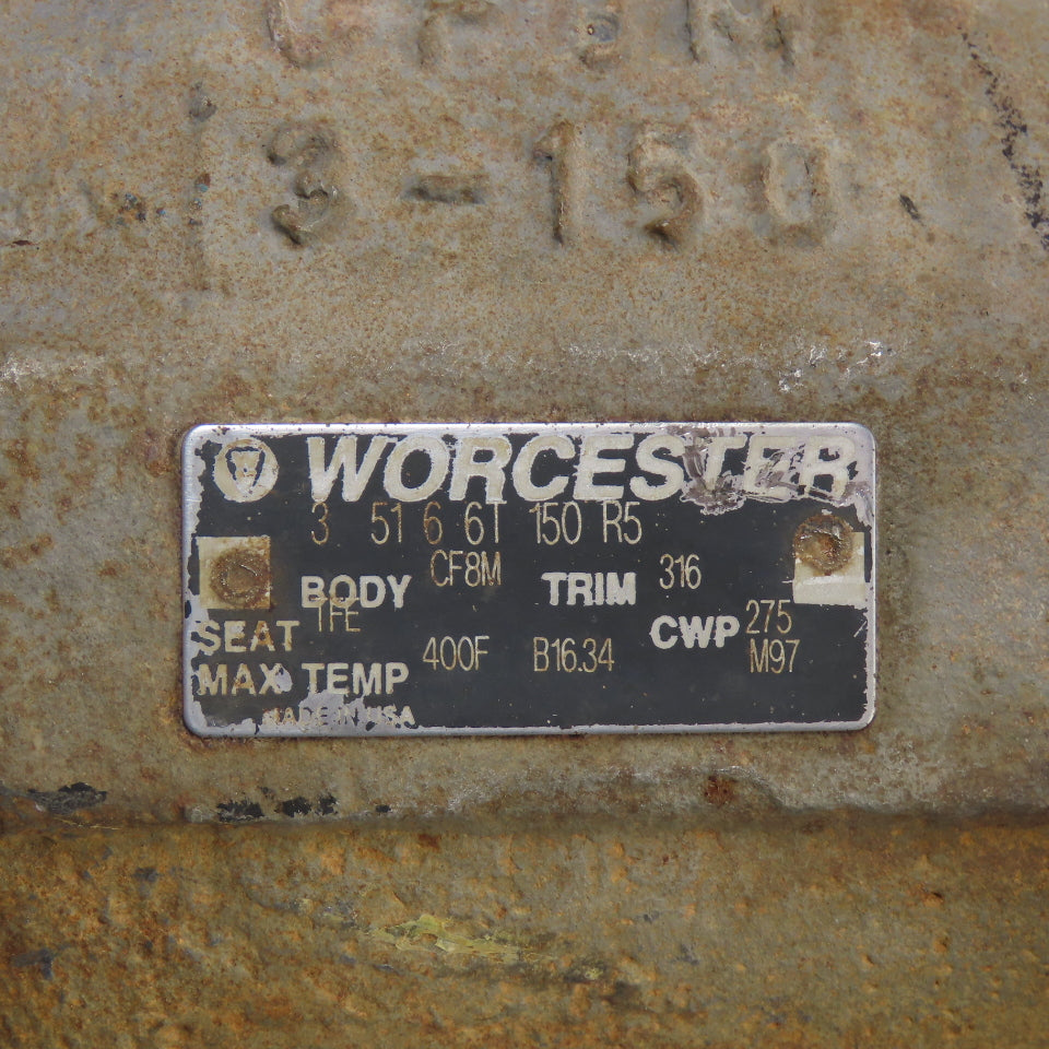 Worcester 3 51 6 6T 150 R5 3" Flanged Ball Valve CF8M Seat IFE Trim 316 CWP 275