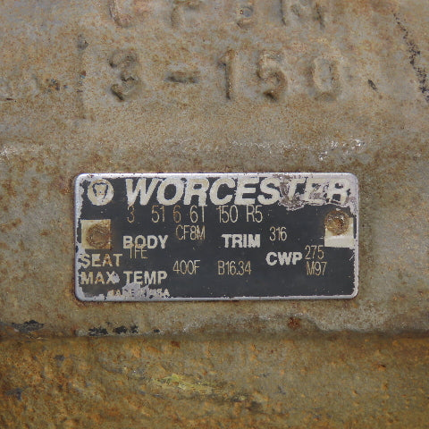 Worcester 3 51 6 6T 150 R5 3" Flanged Ball Valve CF8M Seat IFE Trim 316 CWP 275