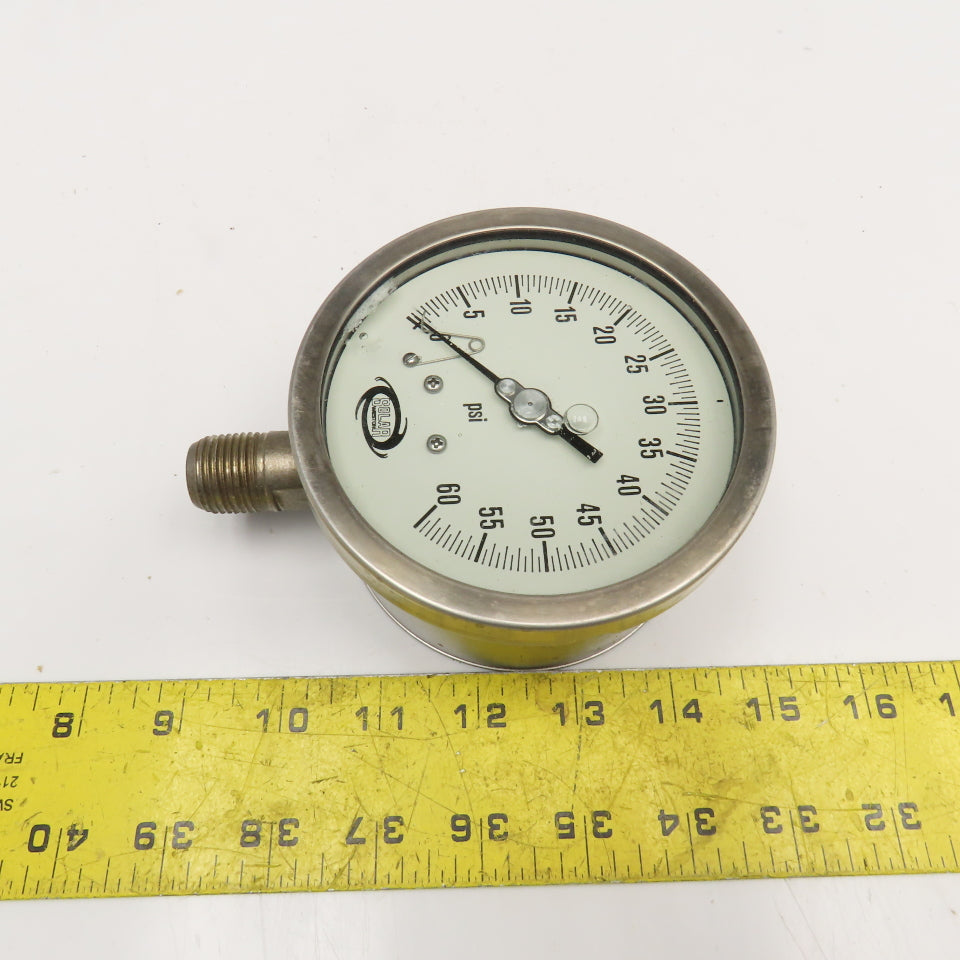 Solar Weston 0-60PSI 4" Stainless Steel Liquid Filled Pressure Gauge 1/2" NPT