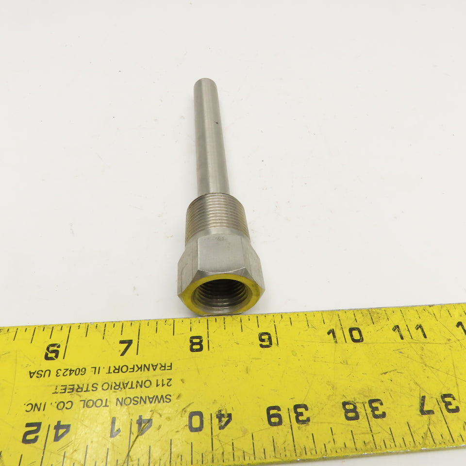 .600" x 6.250" OAL 316SS Thermowell Bulkhead For 3/8"OD Or Smaller Thermostat