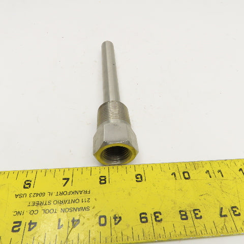 .600" x 6.250" OAL 316SS Thermowell Bulkhead For 3/8"OD Or Smaller Thermostat