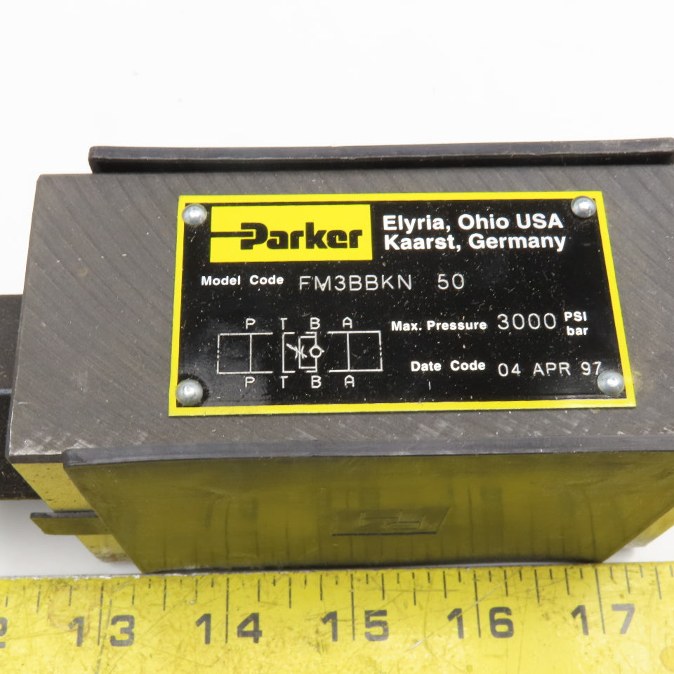 Parker FM3BBKN Sandwich Throttle Check Valve 3000PSI