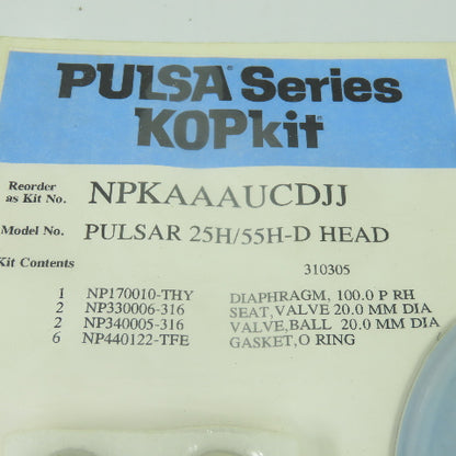 Pulsafeeder NPKAAAUCDJJ Pulsar 25H/55H-B HEAD Kopkit Repair Kit