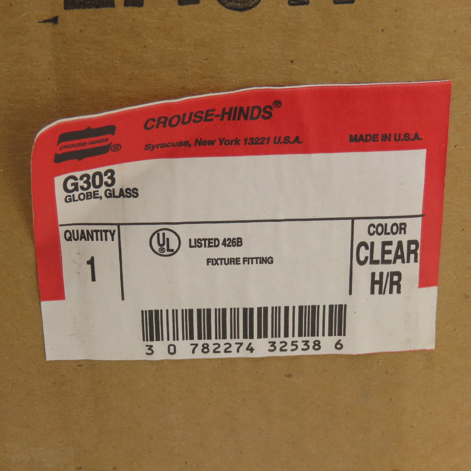 Crouse-Hinds G303 Clear Globe Fixture