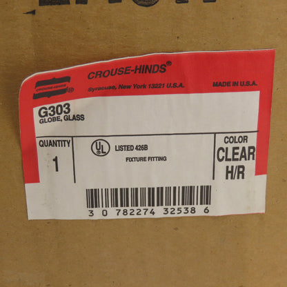 Crouse-Hinds G303 Clear Globe Fixture