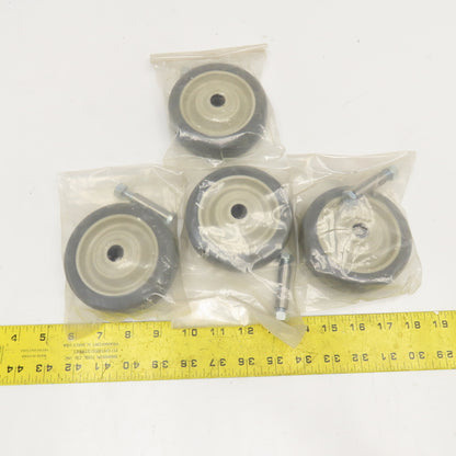 4" x 1" Non Marking Nylon Hub Caster Wheel 3/8" Axel Lot Of 4
