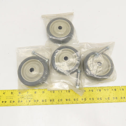 4" x 1" Non Marking Nylon Hub Caster Wheel 3/8" Axel Lot Of 4