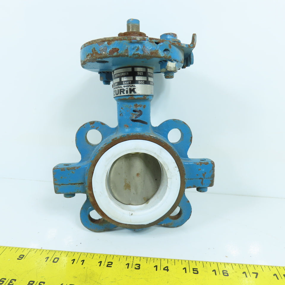 DeZurik 9135553 2" Lug Mount Butterfly Valve PTFE Lined 250°F No Handle