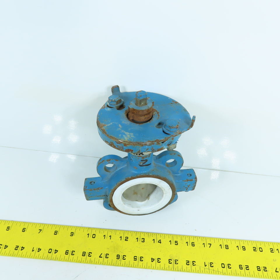 DeZurik 9135553 2" Lug Mount Butterfly Valve PTFE Lined 250°F No Handle
