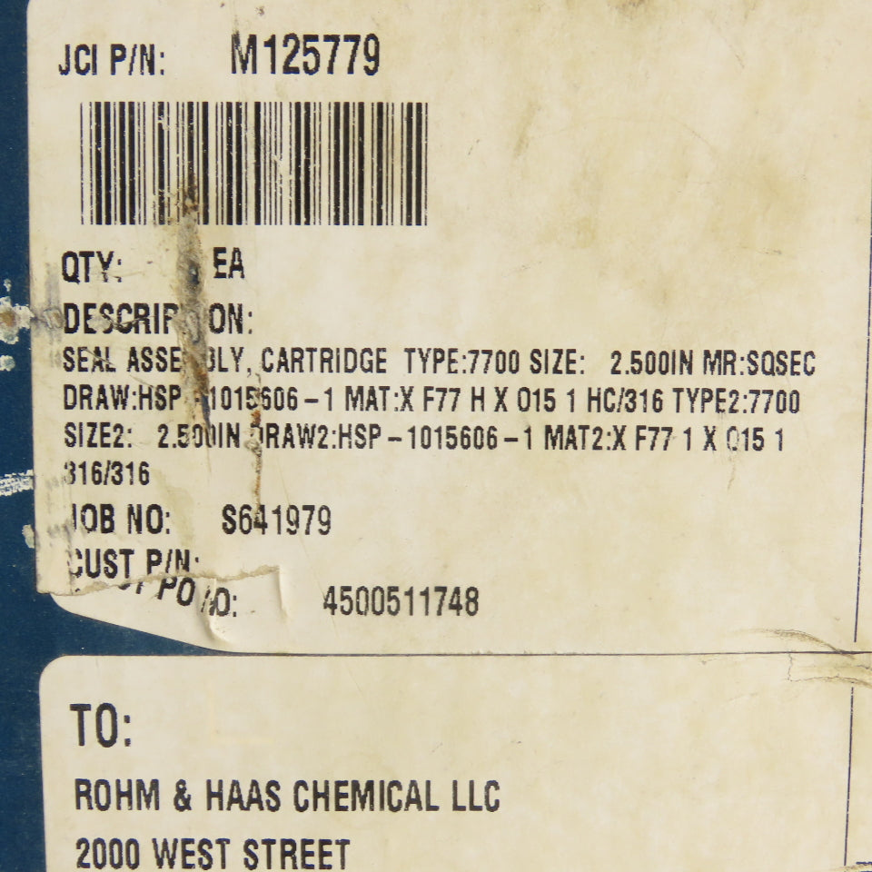 John Crane M125779 2.500" Cartridge Seal Assembly Type 7700 OEM NEW