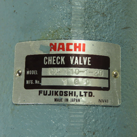 Nachi CA-T10-1-20 Right Angle In-Line Check Valve 1-1/4" 3045PSI 84.5GPM