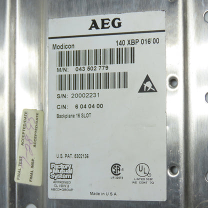 AEG 140 XBP 016 00 16-Slot Backplane Chassis Rack