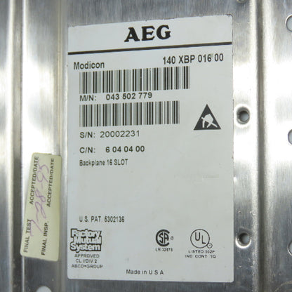 AEG 140 XBP 016 00 16-Slot Backplane Chassis Rack