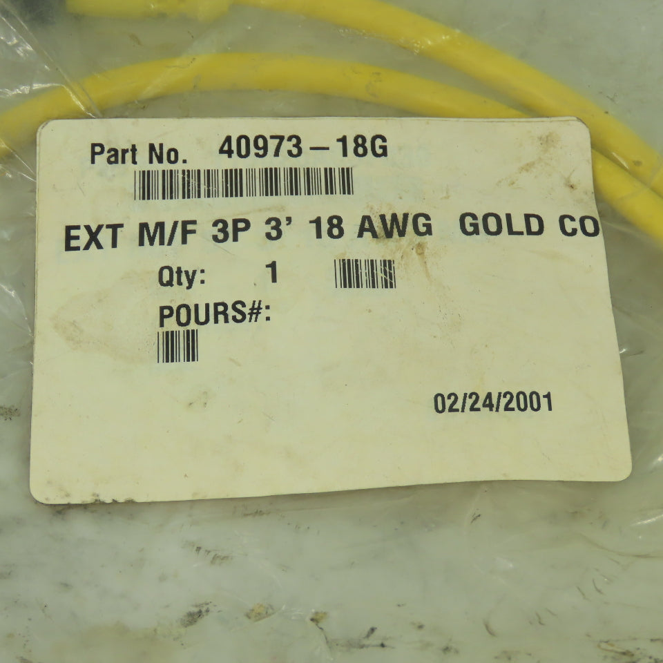 Daniel Woodhead 40973-18G Mini Change Cordset 3-Pin Male/Female 3' 18/3PVC 18AWG