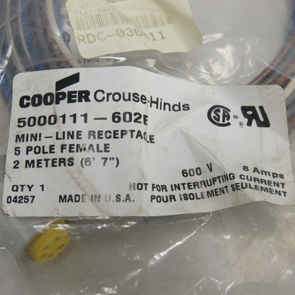 Cooper Crouse-Hinds 5000111-602E Mini-Line Receptacle 5 Pole Female Lot Of 4