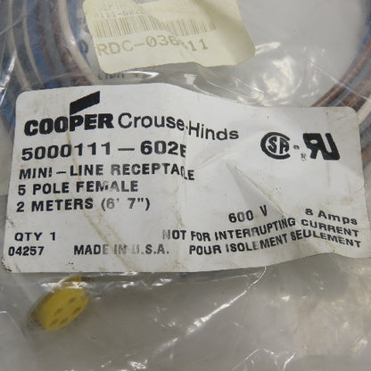 Cooper Crouse-Hinds 5000111-602E Mini-Line Receptacle 5 Pole Female Lot Of 4