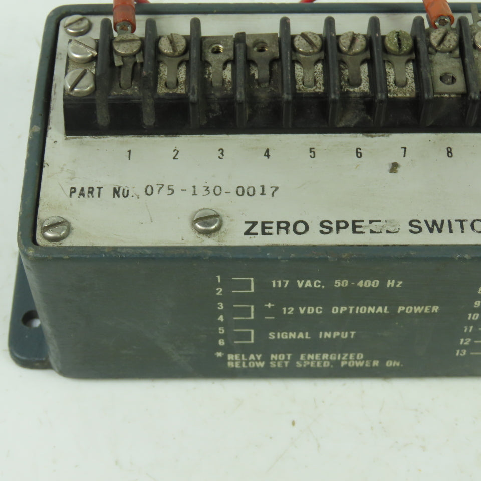 Airpax 075-130-0017 Zero Speed Switch 117VAC 12VDC 50-400Hz