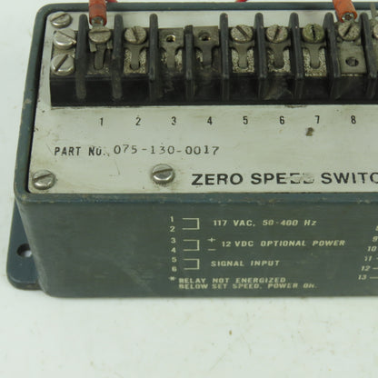 Airpax 075-130-0017 Zero Speed Switch 117VAC 12VDC 50-400Hz