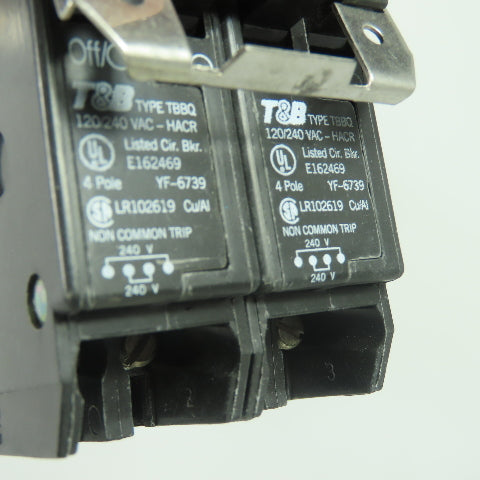 Thomas & Betts TBBQ220250 Quadplex 120/240VAC Circuit Breaker 2-Pole 20/50A
