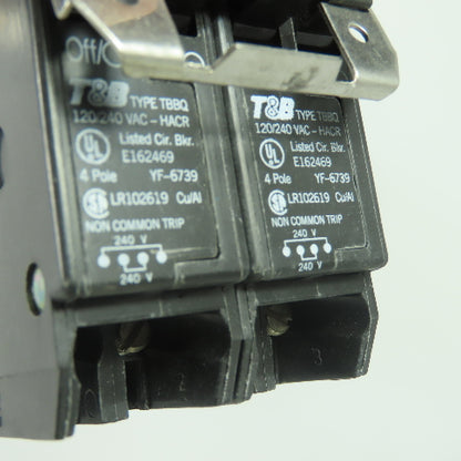 Thomas & Betts TBBQ220250 Quadplex 120/240VAC Circuit Breaker 2-Pole 20/50A
