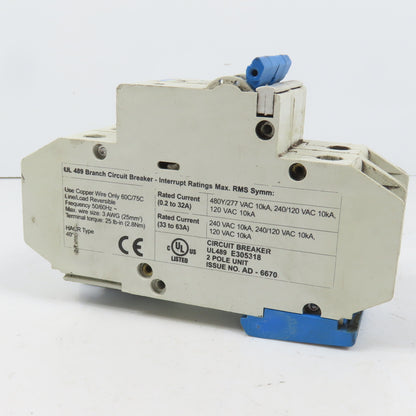 Altech C1 2-Pole 1A Circuit Breaker 480/277VAC