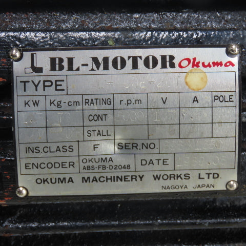Okuma BL-50E-20T 1.5KW AC Servo Motor 157V 2000RPM 7.5A 4 Pole