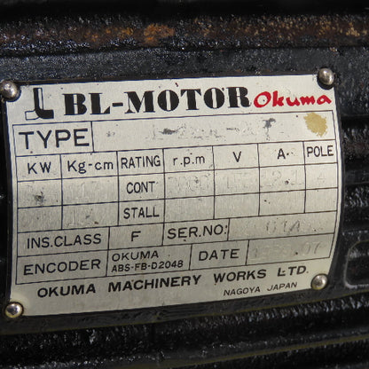 Okuma BL-120E-20T 2.4KW AC Servo Motor 153V 2000RPM 12.1A 4 Pole