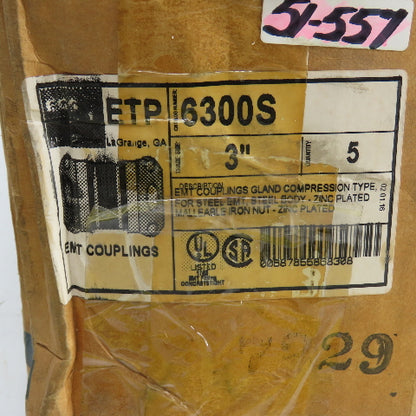 EGS ETP 6300S 3" EMT Coupling Gland Compression Type Box Of 5 NEW