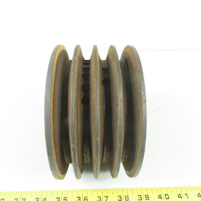 6-1/8" OD x 3-1/4" Wide 4 Groove V-Belt Pulley 1-15/16" Bore