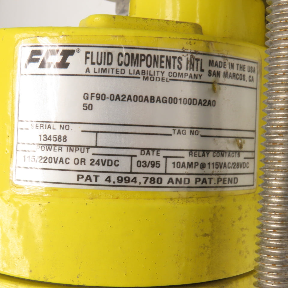 Fluid Components Intl. GF90-0A2A00 Flow Sensor Element 115/220VAC 24VDC