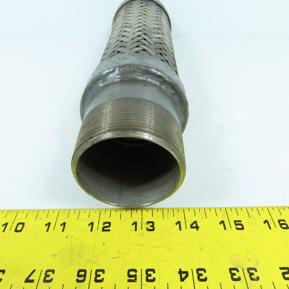 2" NPT Male Stainless Steel Braided Flexible Hose Expansion Joint 11-3/4" L