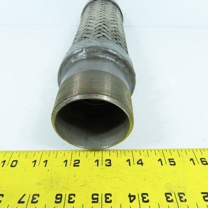 2" NPT Male Stainless Steel Braided Flexible Hose Expansion Joint 11-3/4" L