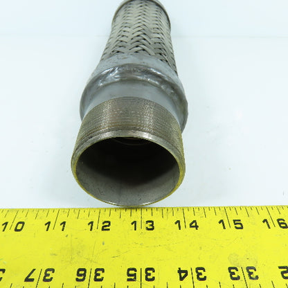 2" NPT Male Stainless Steel Braided Flexible Hose Expansion Joint 11-3/4" L