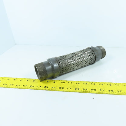 2" NPT Male Stainless Steel Braided Flexible Hose Expansion Joint 11-3/4" L