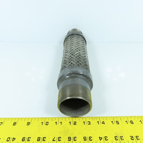 2" NPT Male Stainless Steel Braided Flexible Hose Expansion Joint 11-3/4" L