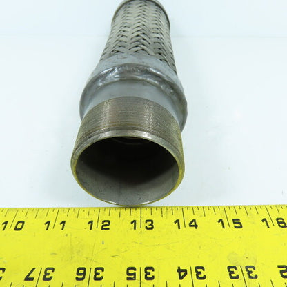 2" NPT Male Stainless Steel Braided Flexible Hose Expansion Joint 11-3/4" L
